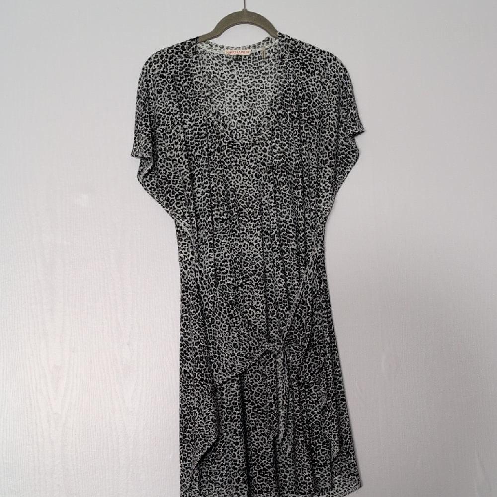 Rebecca Taylor Black and White Animal Print Tie Wrap In Front Dress Money Sz XS